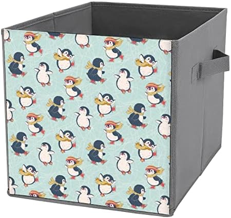 Slatki pingvini svladavajuće tkanine za pohranu bin kockice Organizator sklopiva kutija sa ručkama