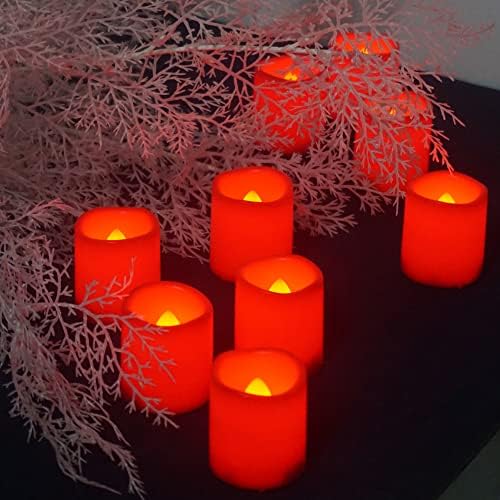 Yinchi bateriju, bez plame bez plamenja 24 pakovanja crvena realistična trepera električna lažna LED čajna svjetla Tealights za vjenčane stolske stoke Halloween Božićne ukrase batenove uklj.