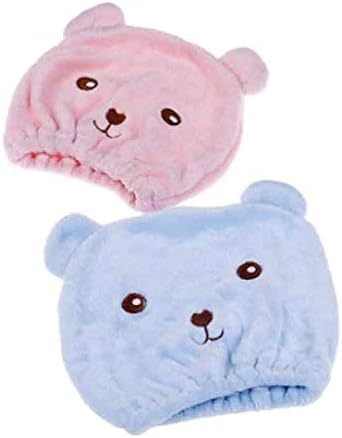 Houkai 1pc Blue Pink Magic Microvladni medvjedići za kosu zamotane ručnike za kosu kape za kupanje suha kapa za suhe kose Kupatilo