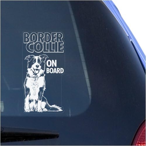 Engleski granični Collie Clear Vinyl naljepnica za prozor, škotski ovčji pas znak Art Print