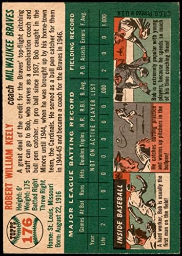 1954. TOPPS 176 Bob Keely Milwaukee Braves Ex / MT Hrabre