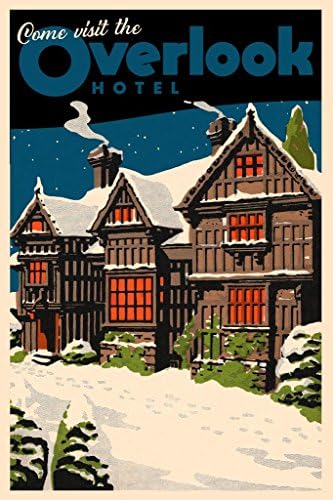 Dođite posjetiti Overlook Hotel poznati zastrašujući horor film Vintage Travel debeli papirni znak Print slika 8x12