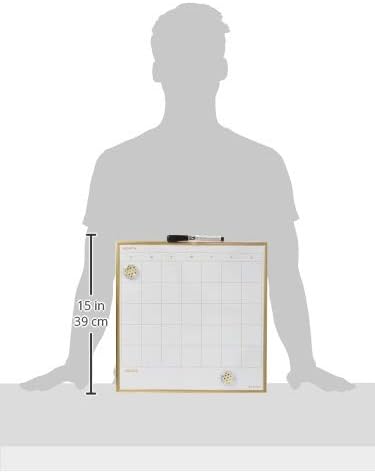 U Brends Magnettic Erase Erase Kalendar, uključuje marker i magnete, bijelu površinu sa zlatnim tonom štampanjem i okvirom, 14 x 14, 1 broj 1