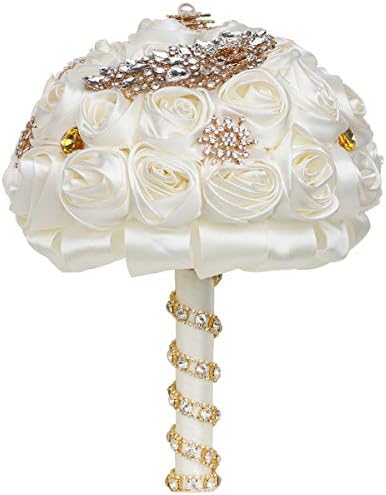 Wifelai-a ručno rađeni broš vjenčani cvjetovi mladenci Breal Buquets Crystal mladenka Holding Buquet bijela