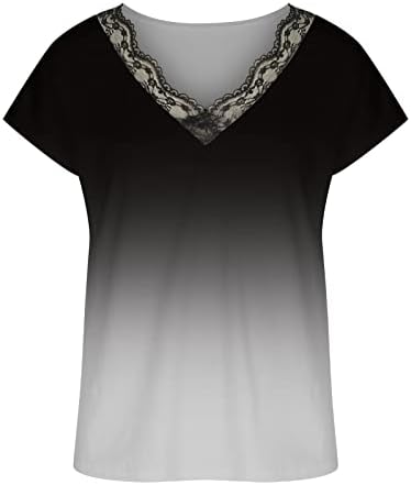 Jesen Ljeto TOP majica za žene kratki rukav 2023 odjeća čipka pamuk V izrez grafička bluza E3 E3