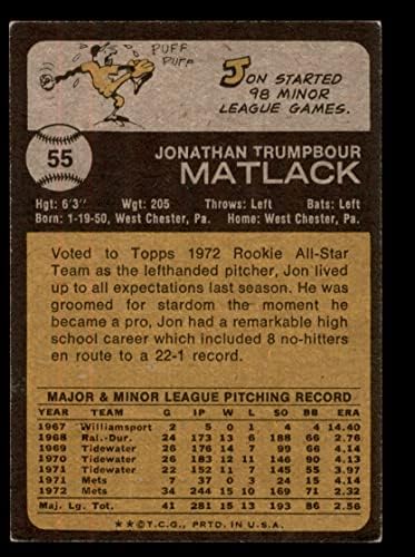 1973 TOPPS 55 Jon Matlack New York Mets ex + mets