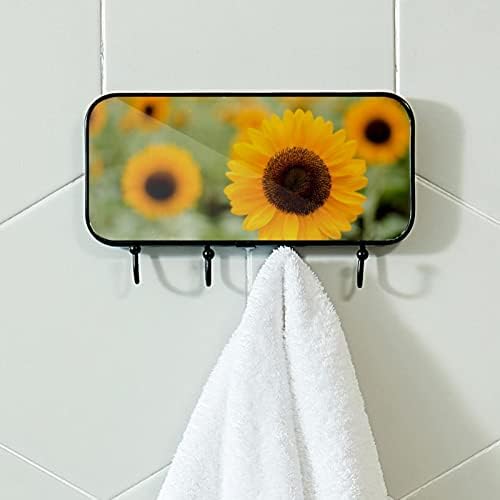 Držač ručnika Zidni ručnik za ručnik kupatilo dekor ogrtač ogrtač odjeća cvjetaju suncokretovo polje sa zamagljenim prirodnim ručnikom za pohranu ručnika Organizator za pohranu