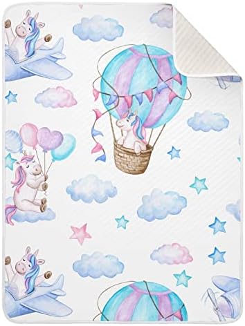 Swaddle pokrivač jednokrolan balon pamučno pokrivač za dojenčad, primanje pokrivača, lagana mekana pokrivačica za krevetić, kolica, raketa, 30x40 u