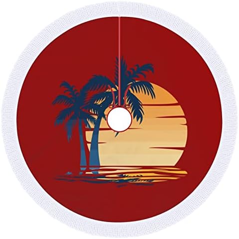 Palm Drveće sunce za suknje za božićne suknje crveno okruglo Xmas suknje sa drvećem sa rubom na otvorenom dvorištu