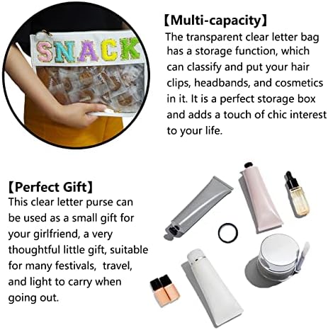 Vowagh Chenille Letter Bager Clear Makeup Torbica za toaletnu torba za pohranu Preppy Patch patentni patentni jastuci STUFF vodootporne slatke Glitter torbica kozmetička torbica za žene i tinejdžerske djevojke