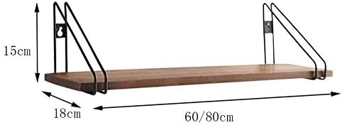PIBM stilski jednostavno sjedina zida montirana plutajući nosač polica željeznog umjetnosti Čvrsto drvo kucanje ručnika, 4 veličine, 2 stila, A80x18x15cm