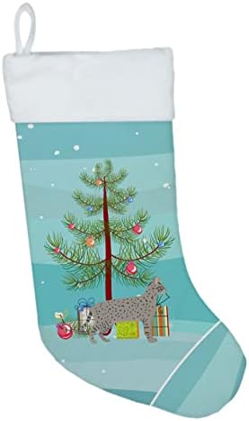 Caroline's Treasures Ck4700cs Safari # 2 mačka Sretan Božić Božić čarapa, kamin viseće čarape Božić sezona Party dekor porodični odmor dekoracije,