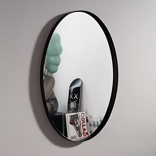 ARIGMIR 20 x 30 inča Crno ogledalo za kupatilo Aluminijumski metalni okvir zidno ogledalo ovalno zidno