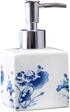 Safwe losion sapun, keramički losion sapun sa pumpom za kupaonicu i kuhinju, vintage plavu i bijelu porculansku cvjetnu dekorativnu tekuću bocu