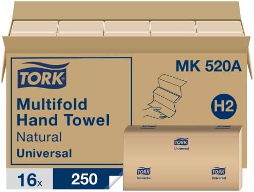 Tork toaletni papir Rolat T24, napredni, 2-slojni, 80 x 500 listova, 2461200 i višestruki ručnik ručnika prirodne H2, univerzalna, reciklirana vlakna, 16 x 250 listova, MK520A
