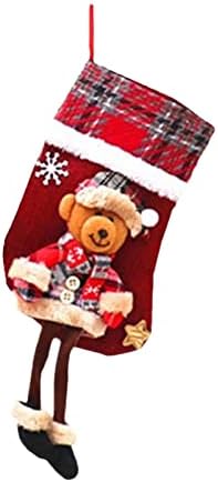 AFEIDD Božić ukrasi Božić čarape privjesak Doll Doll 3d posteljina čarape torba duge noge Božić čarape