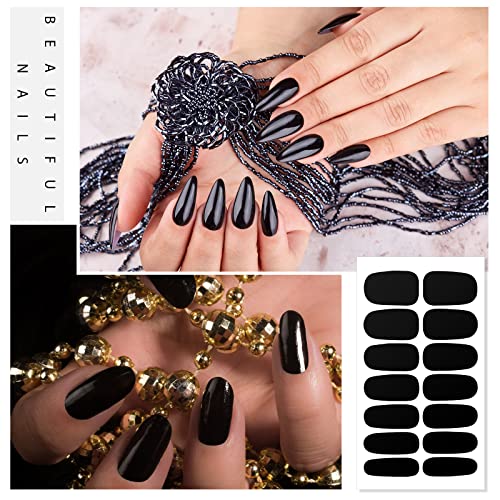 20 listova 280 komada Black nail Wraps samoljepljivi full Cover naljepnice za nokte umjetničke naljepnice za lakove