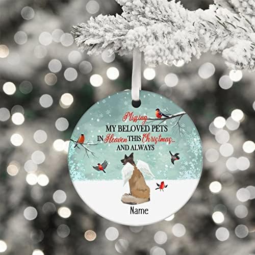 Božić Božić Tree Ornament 3 inč, Miss moj voljeni ljubimac na nebu običaj ime psa keramički Ornament, spomen pas tema Božić Ornament, spomen Pet tema uspomena za porodični prijatelj poklon