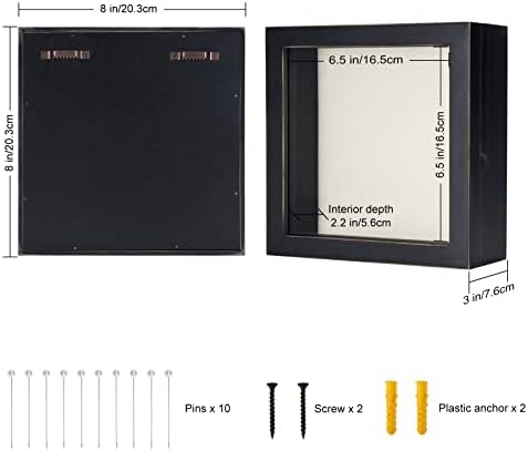 TJ.Moree Shadow Box Okvir 8 x 8 Shadowbox Prikaz kutije za slike sa staklenim prozorskim vratima Memorabilia