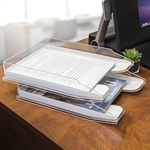 Sorbus akrilni nosač ladice, akrilni nosač papira, jasan stol za stol za stol - 2 nivo, desktop
