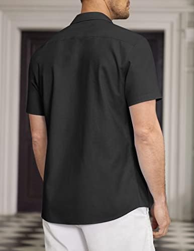 COOFANDY muške kratke rukave Oxford Dress Shirt Chambray Button down Work Shirt Casual plaid Collar Shirts