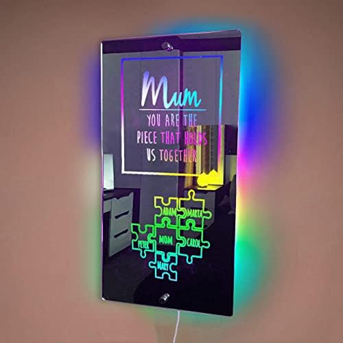 Uitwaieen personalizirano ime LED ogledalo vi ste komad koji nas drži zajedno Puzzle zidni dekor