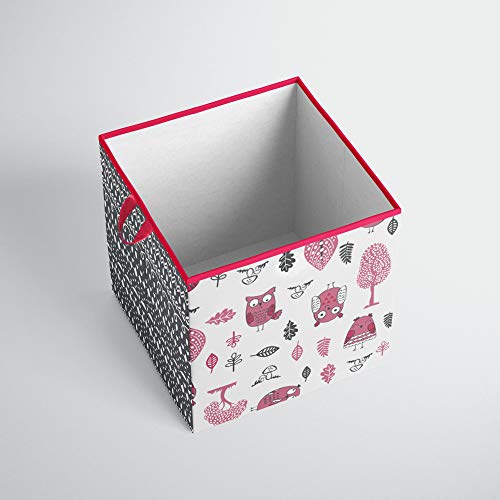 Bacati sove Djevojke pamučne kutije za odlaganje male, ružičaste / sive