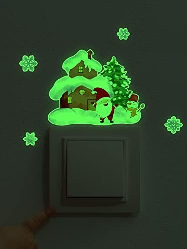 ABZEKH Božić Decor - Božić dekoracije Božić 1pc Božić Santa uzorak Glow-in-The-Dark Switch Outlet zid naljepnica