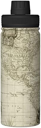 Vodena boca Vintage-World-Map-Travel 18 oz Nehrđajući čelik Vakuumska izolirana šipka s nepropusnim izljevanim
