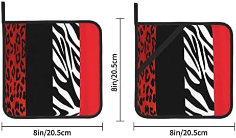 Crveni Leopard i Zebra životinja 2 pakovanja držača za lonce za kuhinjske držače otporne na toplotu Setovi