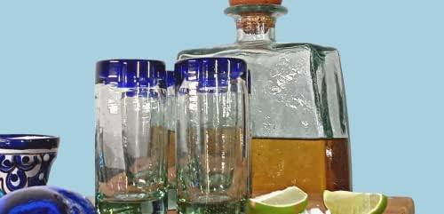 MEXTEQUIL-autentične meksičke naočare za tekilu-Set čaša za tekilu-4 kom - 2 oz-Meksičko ručno puhano staklo