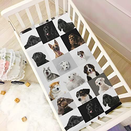 Alaza pse štenad životinjski listovi sa krevetić opremljeni bassinet list za dječake Djevojke za djecu, standardne veličine 52 x 28 inča