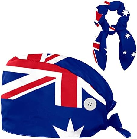 Radna kapa za zastavu Australia sa tipkama podesiv bouffant šešir Unisex kape za piling sa lukom