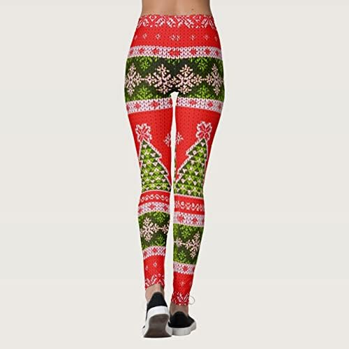 Ružne božićne tamne visokog struka za žene plus veličine gamaše gnome trbuh kontrola treninga radi sportske joge