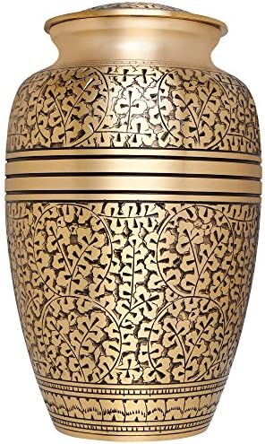 Zlatna Pogrebna urna Liliane spomen-obilježja - urna za kremaciju za ljudski pepeo - ručno izrađena od mesinga-pogodna za groblje ili Nišu - velike veličine odgovara ostacima odraslih do 200 lbs - model grana