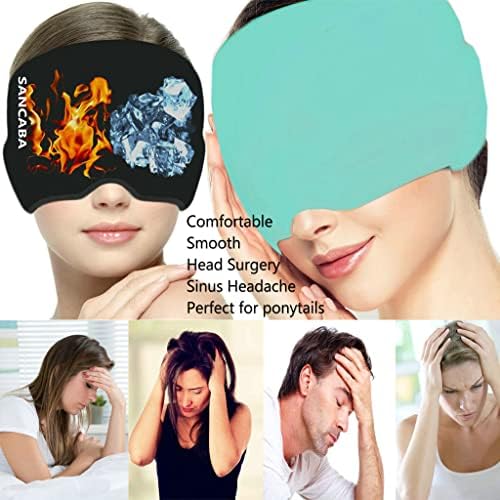 Kapa za migrenu Head Head Warmit, vruća i hladna puna okolna maska ​​Pakiranje na ledu, hladna kapa za migrene, stresa i glavobolja, puffye, sportski kompresion