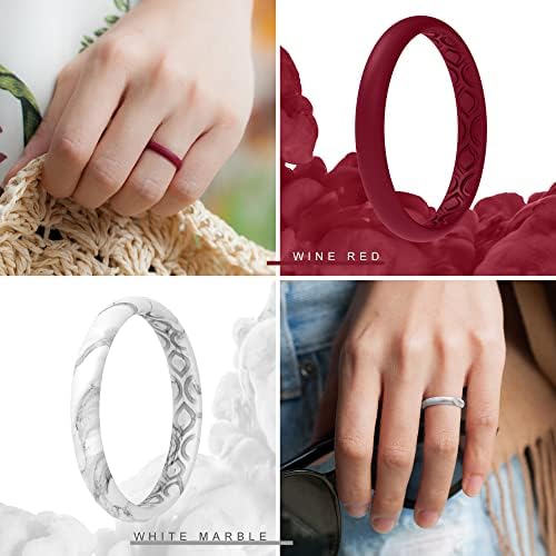 ThunderFit Women Breathable Air Grooves Silikonski vjenčani prsten vjenčane trake 3mm Širina-1,5 mm debljina-12 prstenova / 8 prstenova / 4 prstena / 1 prsten