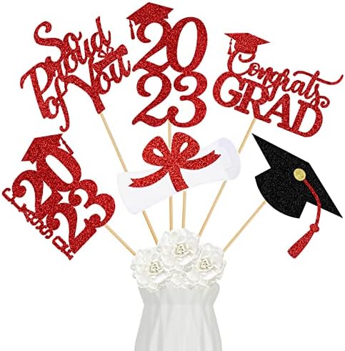 Red 2023 Graduation Centrepiece Sticks Graduation Party Centrepieces za stolove 2023, Graduation