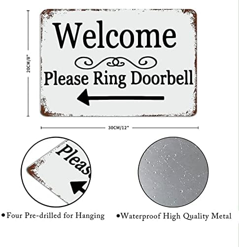 Znak dobrodošlice Molimo da zvoni na vratima arrow Znakovi s citate Metalni znak Motivacijski