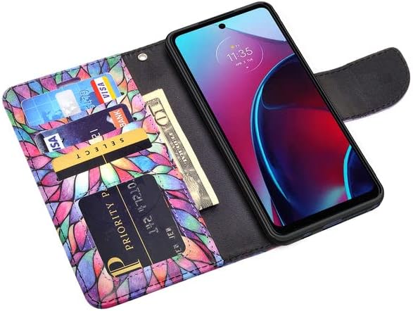 Galaxy Wireless torbica za Moto G 5G 2022 futrola za telefon [stalak] kožna Navlaka za novčanik za djevojčice žene-Rainbow Flower