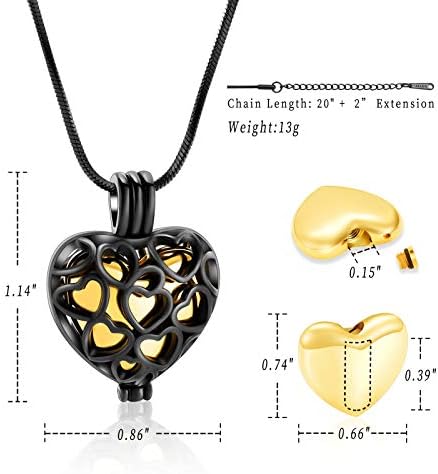 MiniCremacija kremiranje nakit urne ogrlice za pepeo šuplje ljubavno srce privjesak za urnu za ljudsko nehrđajućeg čelika Memorijalni nakit