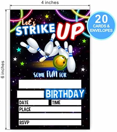 Pokupimo rođendanske pozivnice, Neon Bowling Vintage Rođendan pozva na djecu za rođendanske zabave