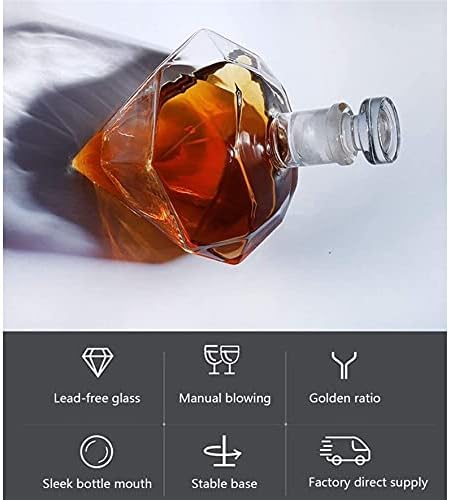 Havefun Sobriety Diamond dekanter za viski, dolazi sa čvrstom bazom od crvenog hrasta,Dekanterom za viski i
