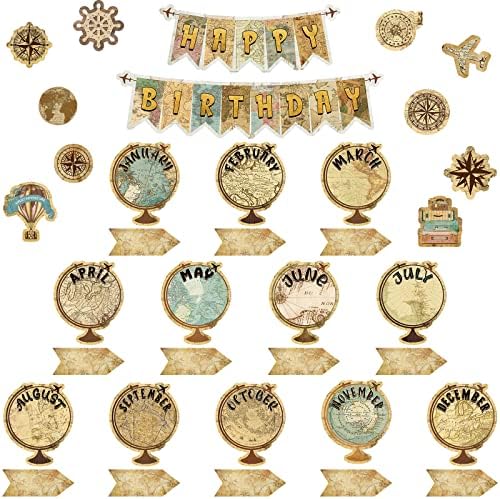 Pajean Travel karta Oglasna tabla Set Globes Hretan Rođendan Oglasna tabla dekor putni kalendar