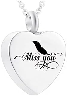 DOTUIARG kremiranje nakit srce privjesak od nehrđajućeg čelika urna ogrlica tip pet Ashes Memorial-Miss You-