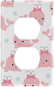 Yyzzh slatka crtana ružičasta kita beba u lukom polka točka na bijeloj neiskorištenoj opremu za poklopcu preklopna ploča 2,9 x 4,6 svijetli zidni poklopac zidne ploče