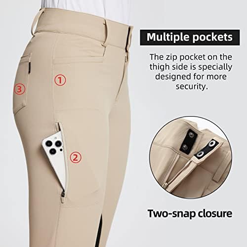 Baleafe's ženske hlače za jahanje Bootcut Braeches koljena patch konjički sa zip poct petlje lagane