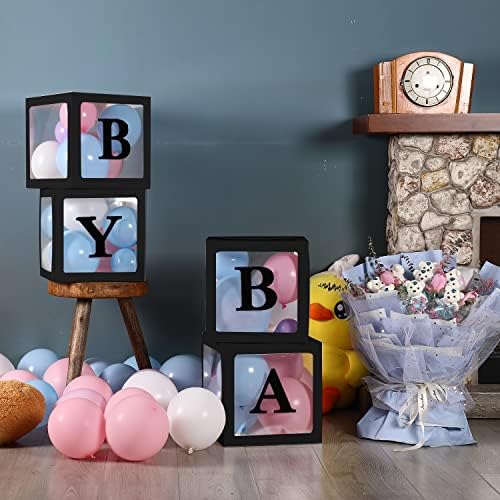 Sooyee Crne prozirne Baby kutije sa slovima za Baby Shower,dekoracije za Baby Shower, prozirne Ballon