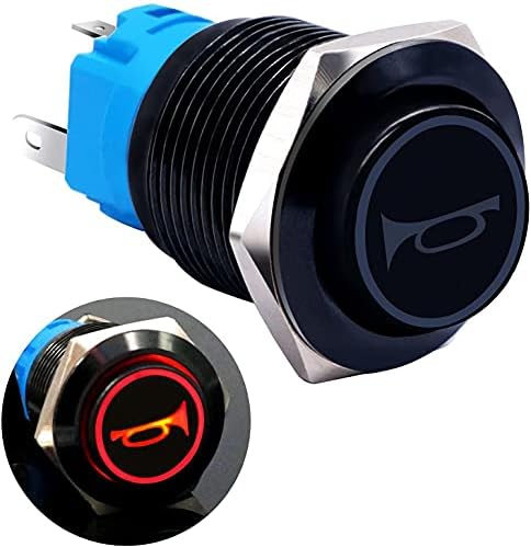 BKUANE 12V 19mmmomentarni prekidač gumba 1NO 1NC SPDT plava LED svjetlo 3/4 Ugradnja otvorena crna metalna preklopna prekidača