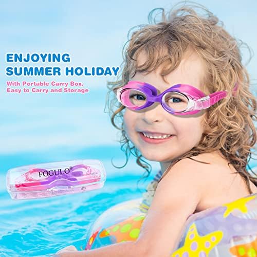 FOGULO naočare za djecu 4-14, 4/1 pakovanje naočara za plivanje protiv magle sa UV zaštitom, dječije naočare